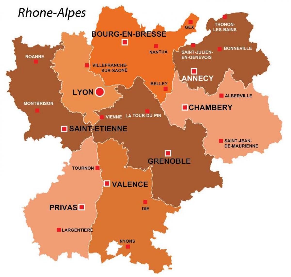 Lyon region, Francja na mapie