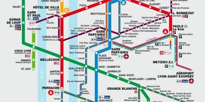 Lyon na mapie metra