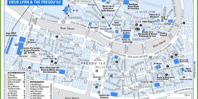 Mapa starego miasta Lyon Francja