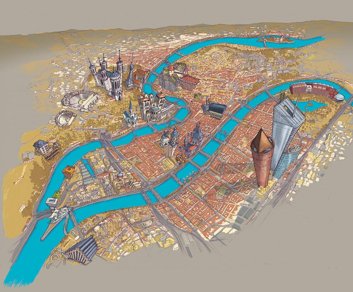 mapa Lyon łodzi