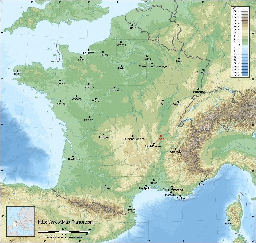 mapa Lyon geograficznych