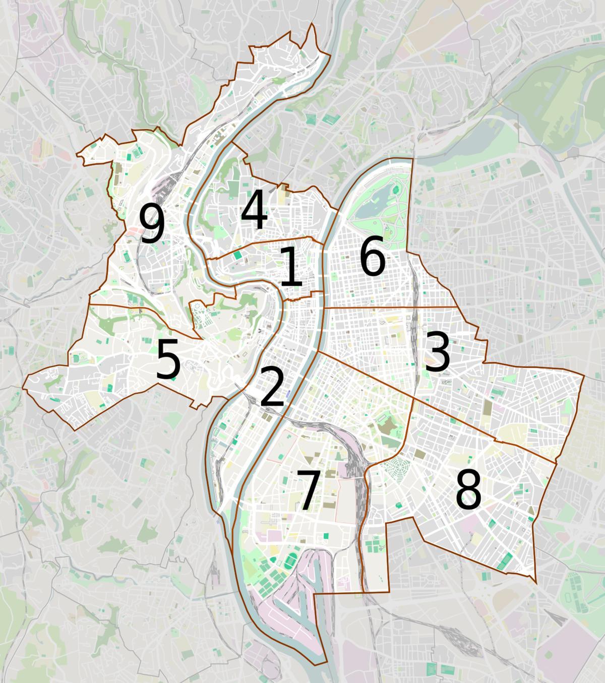 mapa dzielnicy Lyon