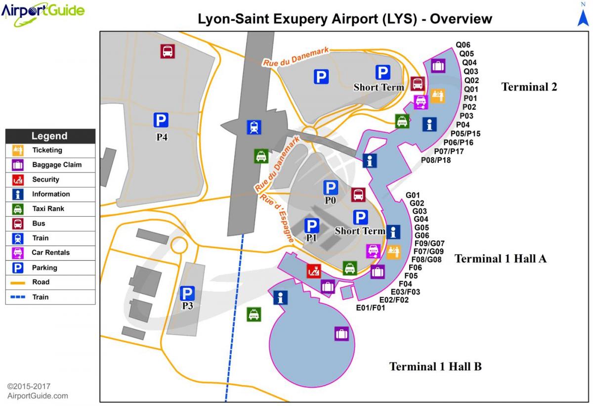 Lyon Francja lotnisko na mapie